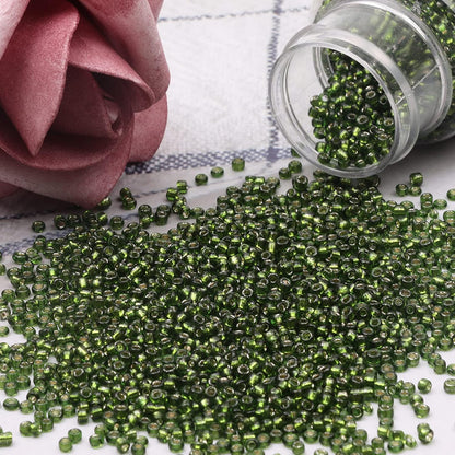 10100 Pcs Size 11/0 Glass Seed Beads, 2 mm Dark Green Small Mini Spacer Loose Pony Beads for Jewelry Making and DIY Crafts - Colors A