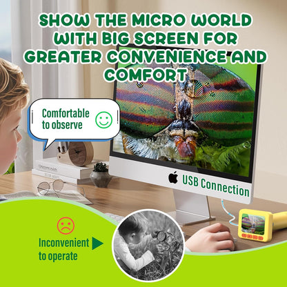 IMICHI Microscope for Kids 50X-1000X Magnification- 2 inch IPS HD Screen, 32GB storage Card, 1080P Video, 2-Hour Battery Life, Easy Carry, Slides Included - Perfect Science Kit Gift for Kids Ages 8-12