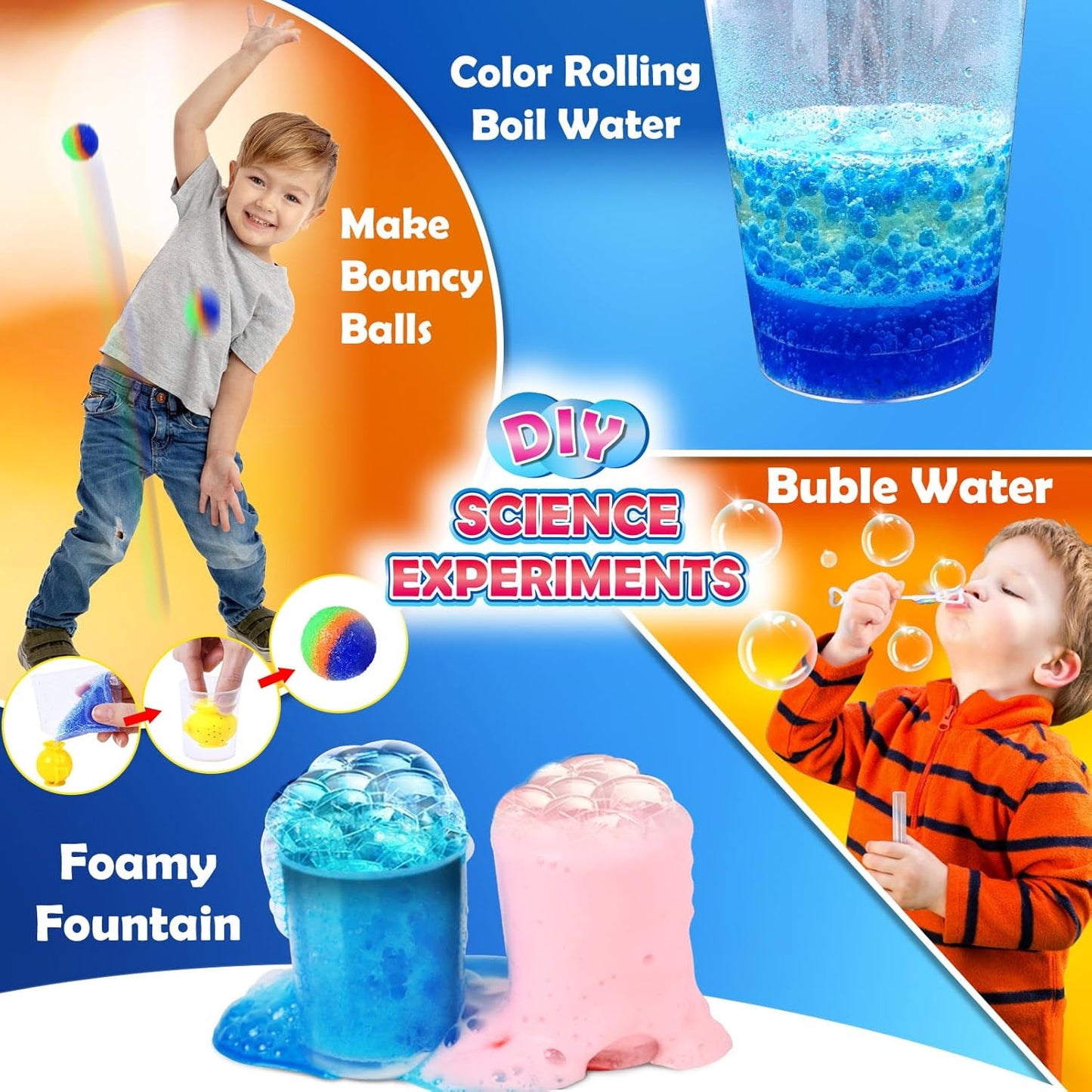 UNGLINGA 60+ Science Experiments Kits for Kids, Boys Girls Toys Gifts, Science Lab S.T.E.M Activities Educational Project with Chemistry Set, Erupting Volcano, Color