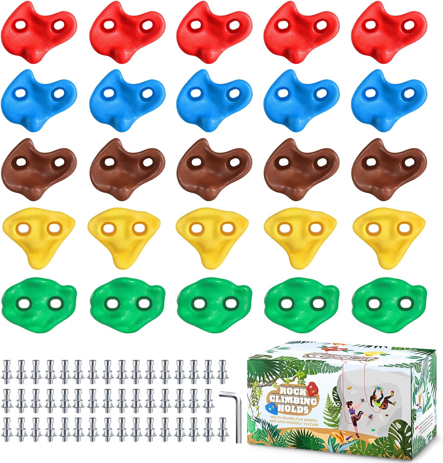 TOPNEW 12PCS Climbing Holds for Kids, Rock Wall Climbing Kit with Hardware for Indoor and Outdoor Climbing Wall, Pastel Color