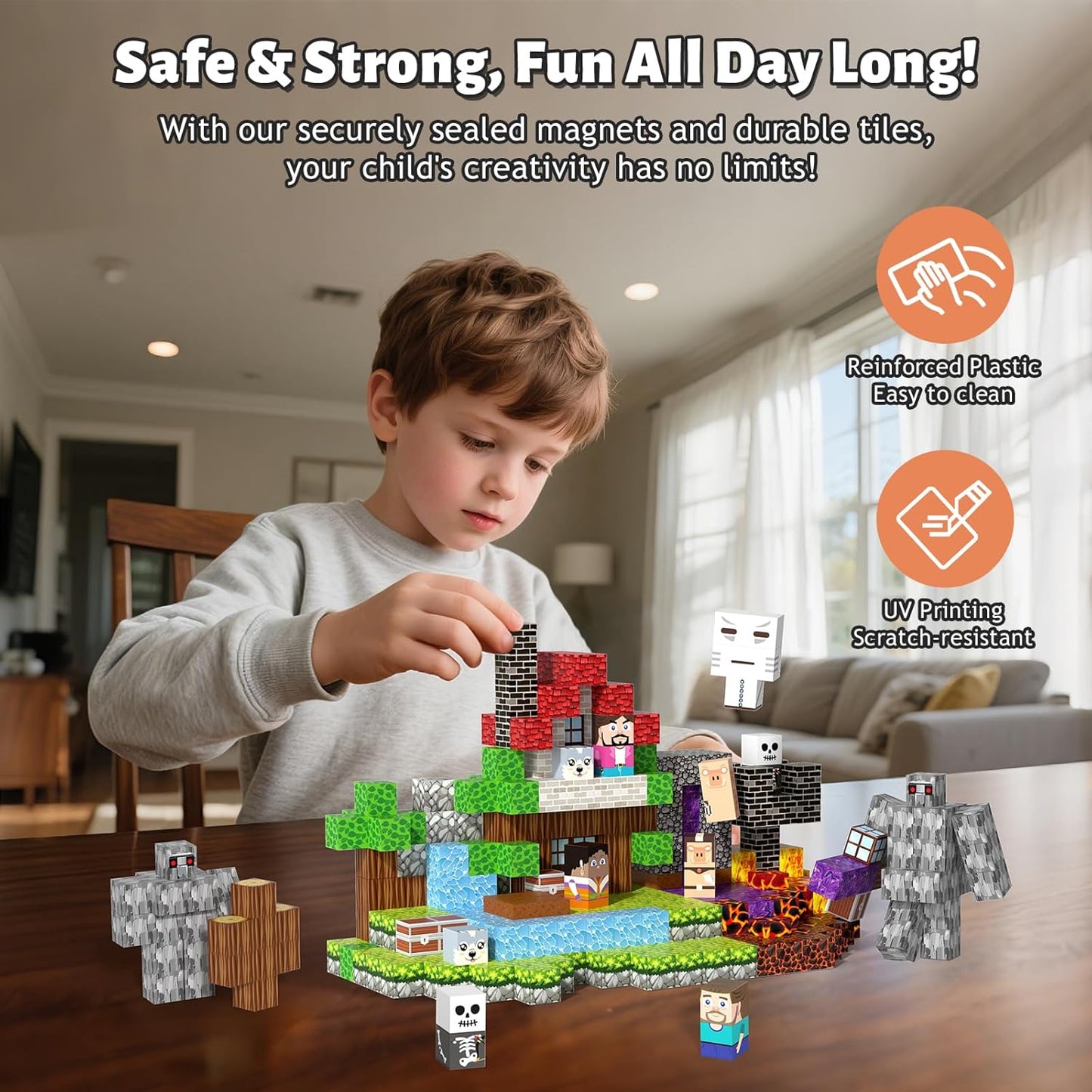150pcs Magnetic Blocks,Magnetic Building Blocks STEM Toys for Kids Ages 3+,Magnet Tiles with Forest Animals Blocks Set, Educational Sensory Toys for Toddlers,Boys & Girls–Creative Game Gift