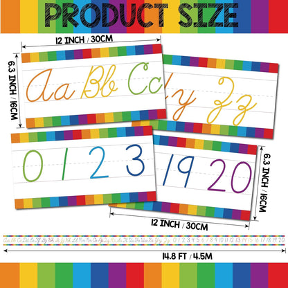 Alphabet for Classroom Wall - 15 PCS Crayon ABC Manuscript Alphabet Line for Classroom Wall Alphabet Bulletin Board Set for Pre School Elementary Classroom Homeschool, Playroom Bedroom Decorations