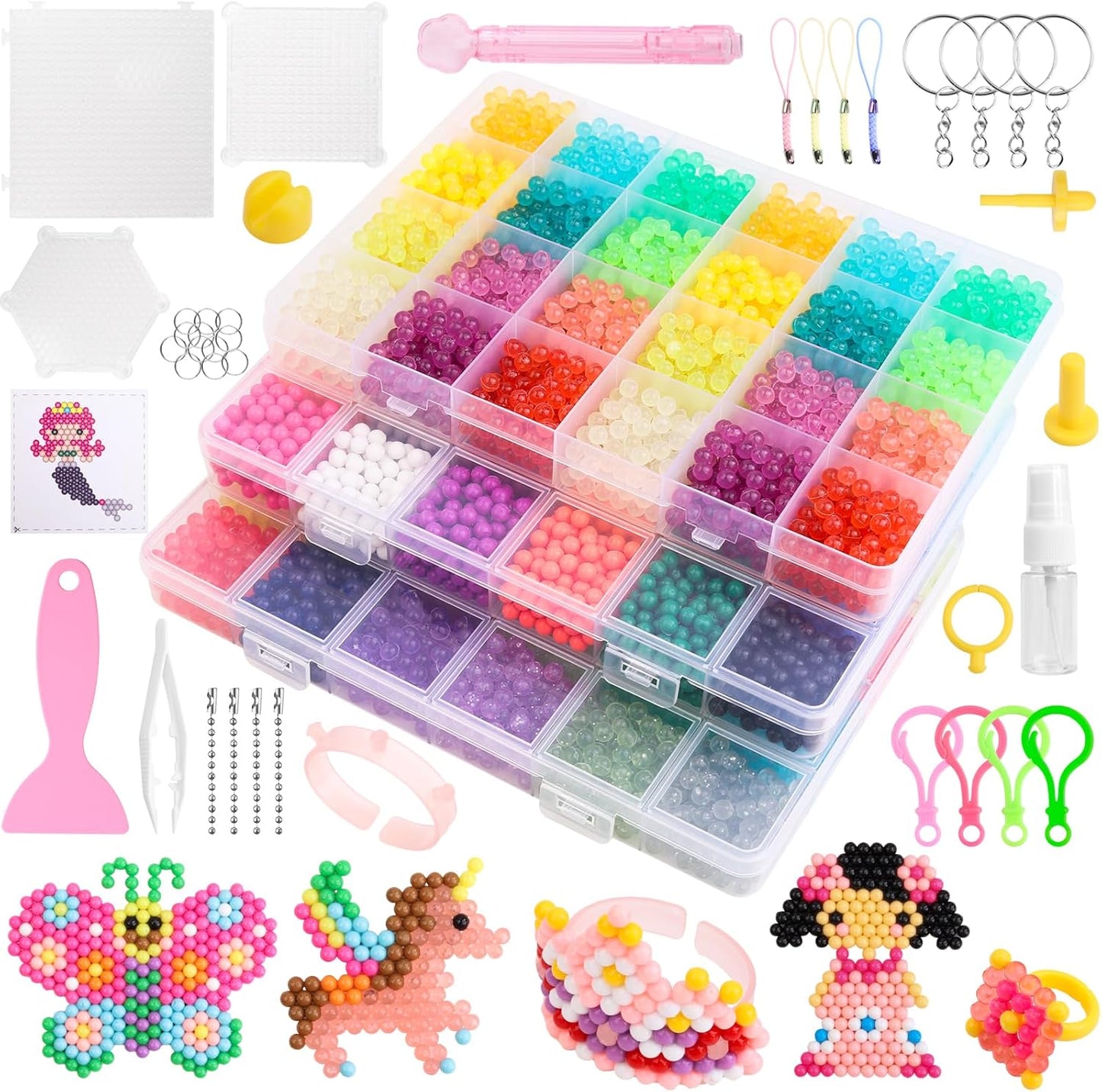 Liangding Fuse Beads Kit for Girls Ages 6+ – 4400 Pcs 5mm Beads in 32 Colors with Spray Bottle, Puzzle Guide, Clamps & Chains | Creative DIY Arts & Crafts Gift