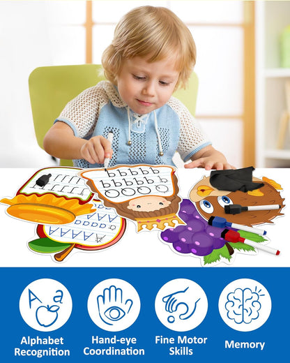 Coogam Educational Handwriting Practice Flashcards, Dry-Erase Alphabet Writing Activities, Letters Tracing Learning Autism Toy Gift for Pre-K Homeschool 1st Grade Kids Age 3-6