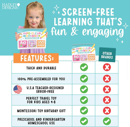 Hadley Designs ABC Tracing Books for Kids Ages 3-5 - Preschool Learning Activities, Dry Erase Writing Practice for Kids, Reusable Alphabet Letter Tracing PreK Workbooks Age 4-5, Pre K Graduation Gifts