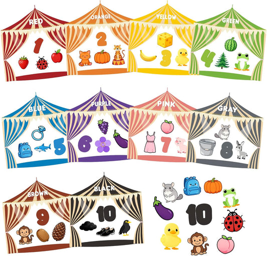 10Pcs Magnetic Color Sorting Toys Magnetic Letters and Numbers for Baby Toddlers Kids Learning Toys Circus Alphabet Magnets for Fridge and Whiteboard