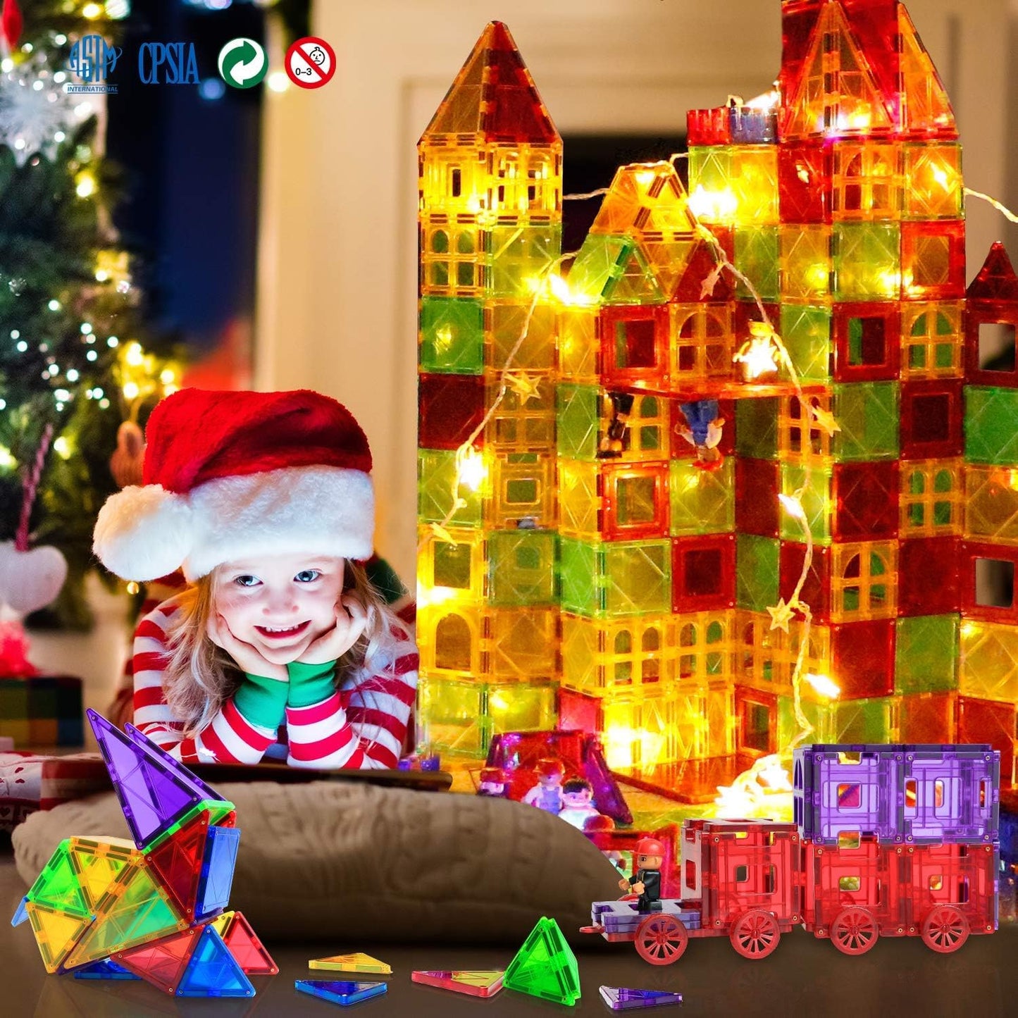 MAGBLOCK Magnetic Tiles Toys for Kids Magnet Building Tiles 100 Pcs Magnetic Blocks Preschool Building Sets Educational Toys for Toddlers Boys and Girls.