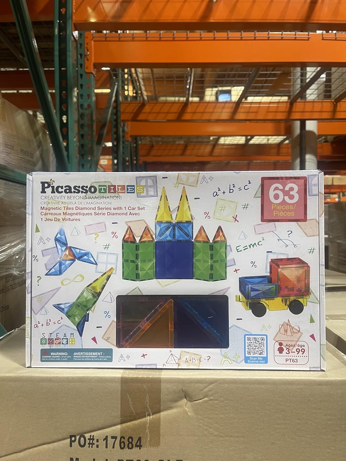PicassoTiles 4pcs Magnetic Building Block Large Square Shape Magnet Tiles Construction Toy STEM Learning Kit Educational Playset Playboard Pretend Play Stacking Blocks Child Brain Development PTE09