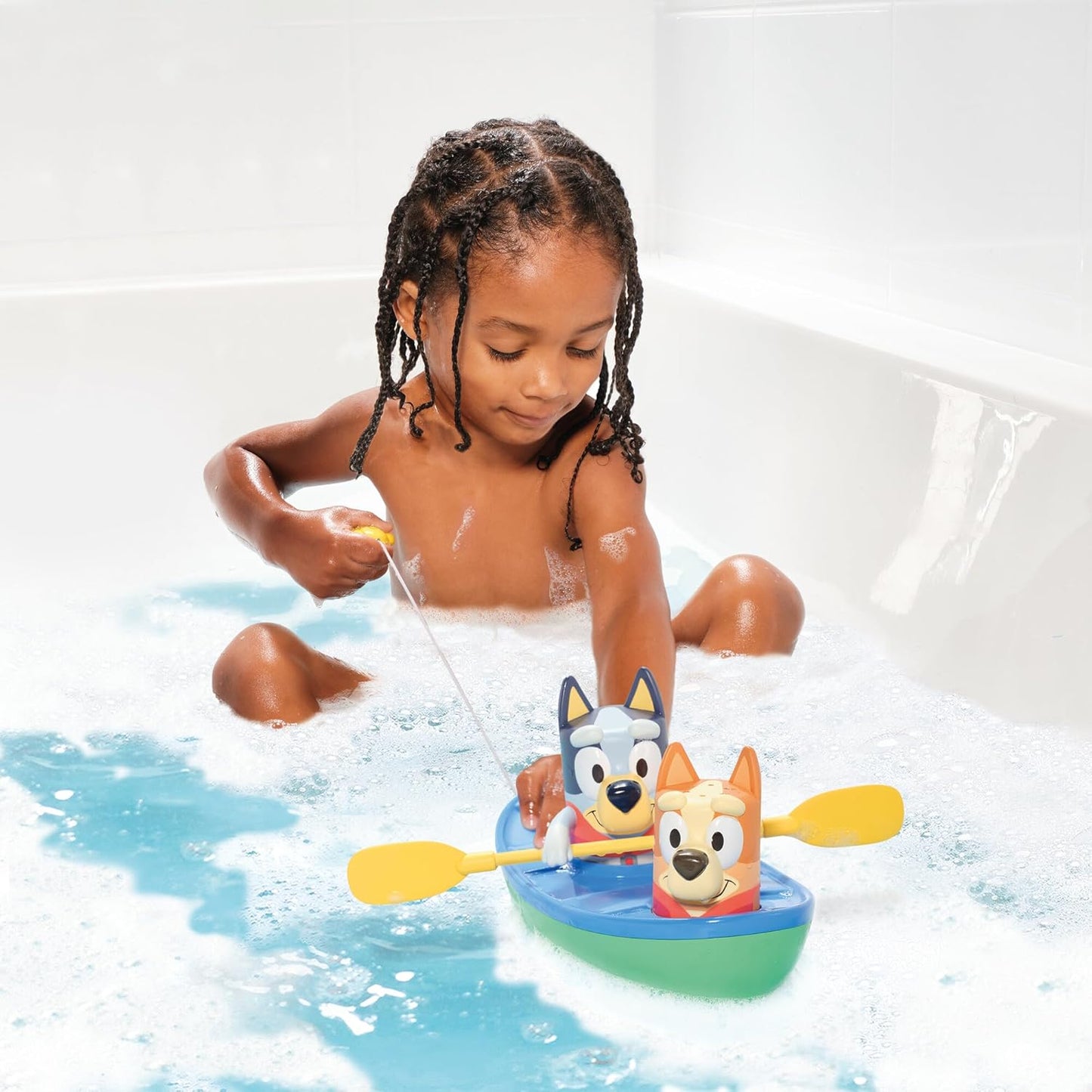 TOMY Toomies Bluey Bath Toys - Bluey's Family Pourers - Includes Chilli, Bandit, Bingo and Bluey Figures - Nesting and Stacking Cups for Bath, Beach or Pool - 4 Count - Ages 18 Months and Up