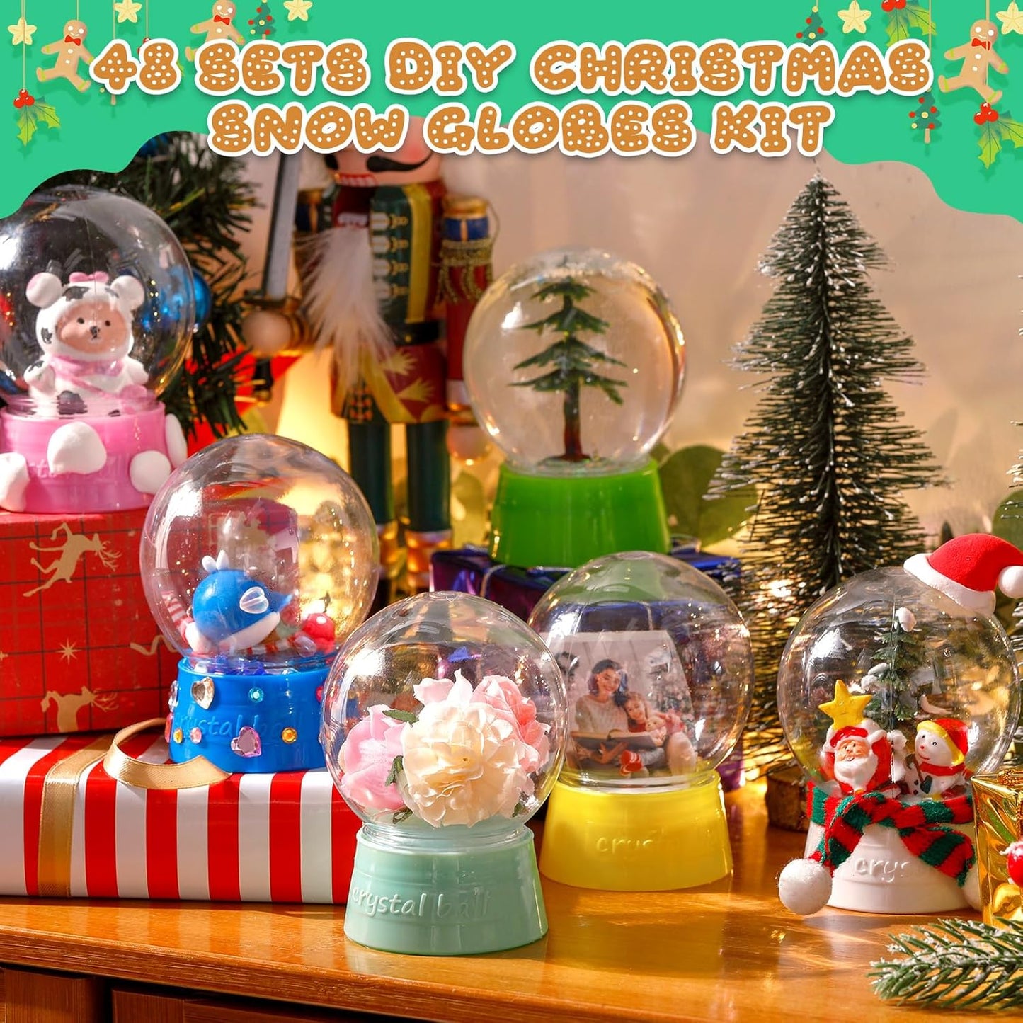 Mifoci 24 Pcs 4 Inch Empty Snow Globe Clear Fillable Water Globe with Screw Off Cap Empty Valentines Day Plastic Snow Case for DIY Crafts Home Decoration Display Plant