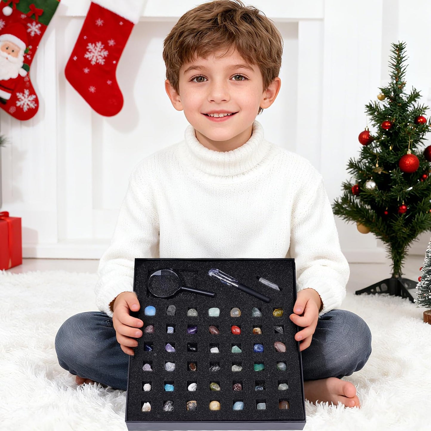Rock Collection Starter Kit, 43 Pcs Rocks, Gemstones & Crystals Assorted Kit with Guide, Minerals Geology Education Science Gift for Adults Kids