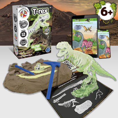 Science4you T-Rex Fossil Digging Kit for Kids +6 Years - Dinosaur Fossil Dig Kit + Glow-in-The-Dark T-Rex Fossils for Kids, Excavation Kit, Stem Toys, Games, Gifts for 6+ Year Old Boys and Girls