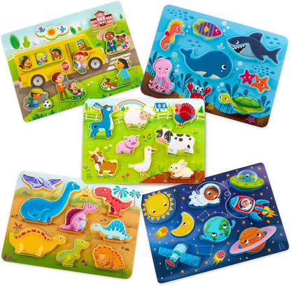 B. toys – Peek & Explore – School BusChunky Puzzle for Toddlers,Educational & Developmental Toys for Kids – 2+ Years