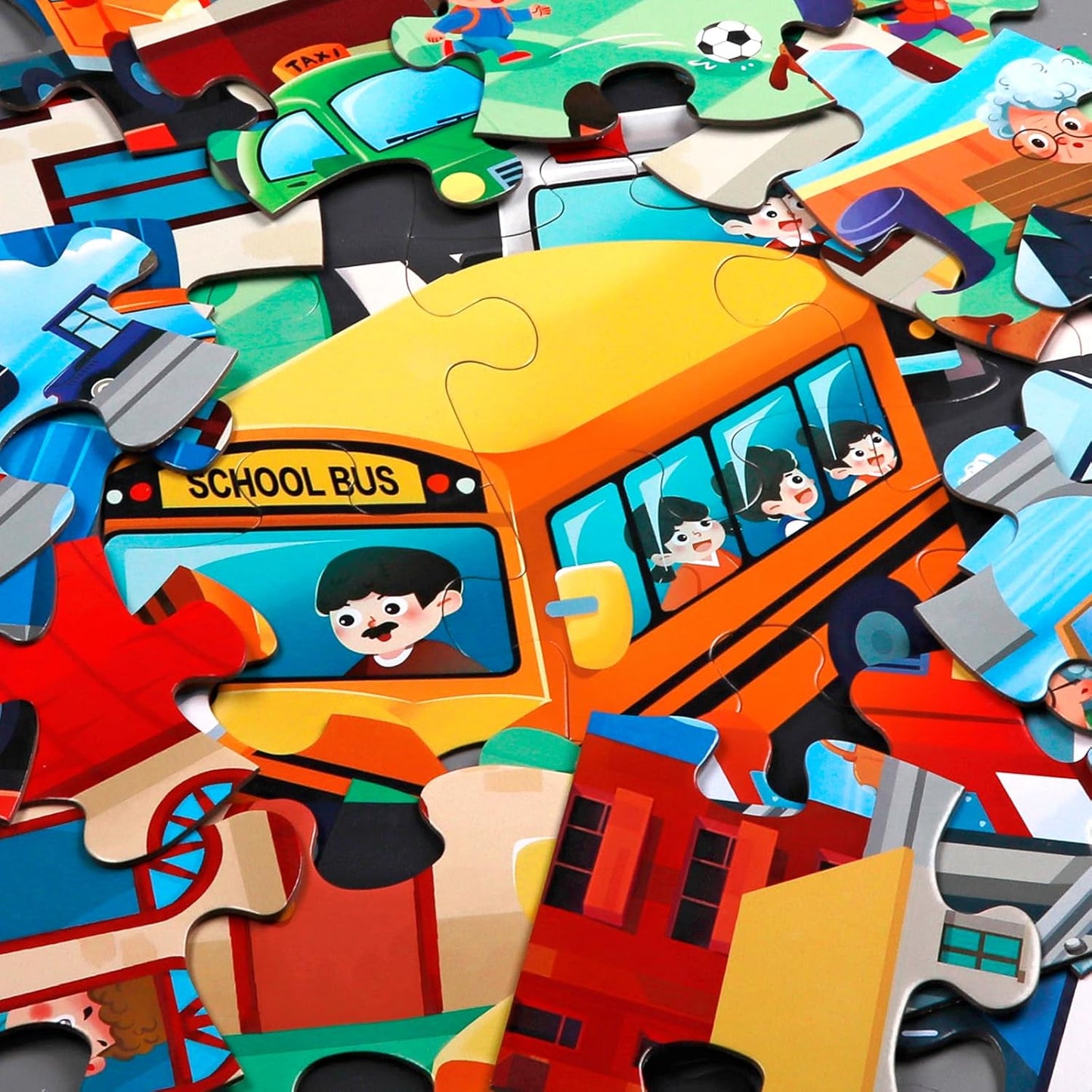 Jumbo Floor Puzzle for Kids,Construction Site Jigsaw Large Puzzles,48 Piece Construction Vehicle Puzzle for Toddler Ages 3-5,Children Learning Preschool Educational Toys,Gift for 4-8 Years Old