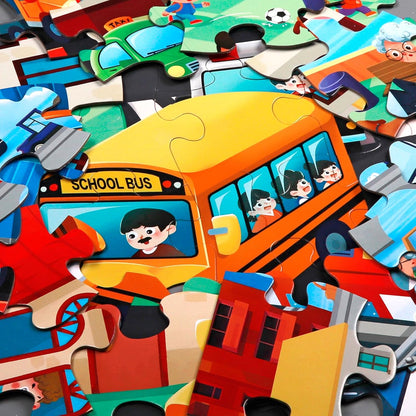 Jumbo Floor Puzzle for Kids,Construction Site Jigsaw Large Puzzles,48 Piece Construction Vehicle Puzzle for Toddler Ages 3-5,Children Learning Preschool Educational Toys,Gift for 4-8 Years Old