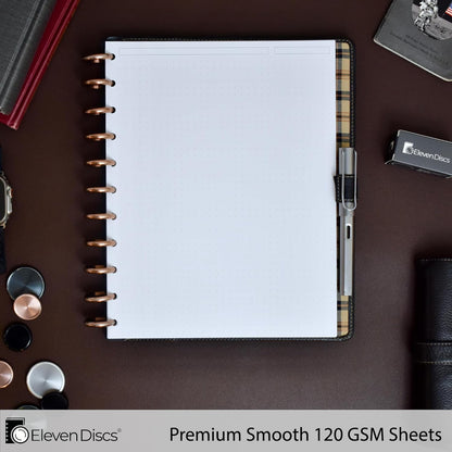 Eleven Discs Discbound Paper, Junior Size Mileage Log Sheets - Premium 120gsm Heavyweight Notebook & Planner Refills - 8 Discs, 5.5 x 8.5 in - Punched for Circa, Arc, TUL (50 Sheets)