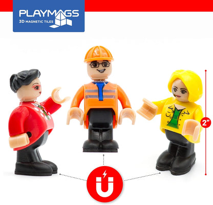 Playmags Magnetic Figures Community Set of 15 Pieces - 2 Inches Play People Perfect for Magnetic Tiles Building Blocks - STEM Learning Toys Children – Magnet Tiles Expansion Accessories Pack