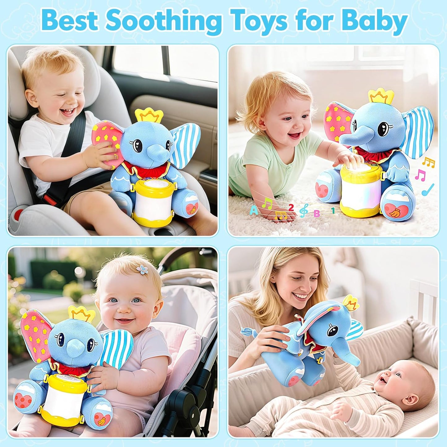 Hodurgyi Baby Toys 6-12 Months, Bear Musical Plush with Lights,ABCs,Animal Sounds, Numbers, Infant Early Learning Toy, Christmas Birthday Gifts for 6+ Month Boys &Girls