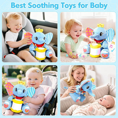 V-Opitos Stuffed Bear Musical Toys for Baby 6-12 Months+, Early Learning Light up Music Drum, Perfect Christmas Birthday Gifts for Boy & Girl Age 1, 2 Years Old