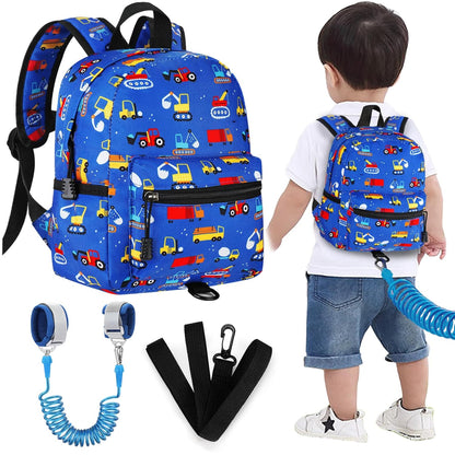 Accmor Toddler Backpack Leash, Mini Child Backpack with Anti Lost Wrist Link, Cute Kids Backpack Leash Walking Harness for Outdoor Travel, Small Excavator Backpack Tether for Baby Boys Girls Ages 1-3