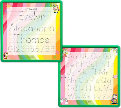 Kid's Name Tracing Board | Dry Erase Letter Tracing | Reusable Name Alphabet Tracing| Number Tracing | Personalized | Baby Unicorn Theme
