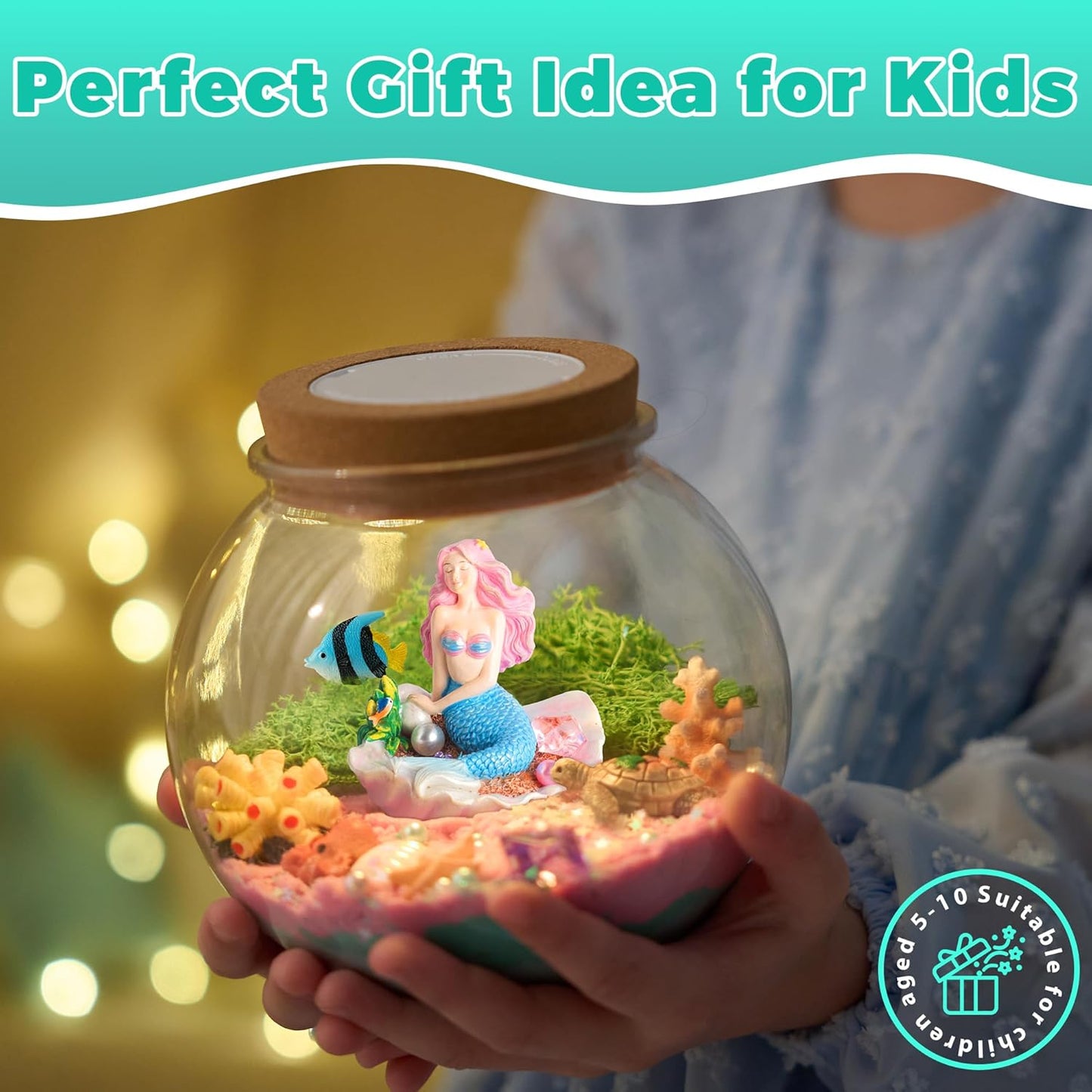JOYEEMAX Unicorn Light-Up Terrarium Kit for Kids - LED Night Light Birthday Gift for Girls Ages 4 5 6 7 8-12 Year Old - Unicorn Toys for Girls - DIY Arts and Crafts Kit for Kids