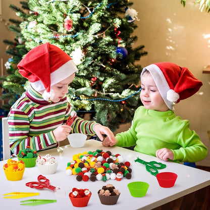 Summer Sensory Bin Fillers - 266Pcs Summer Gift Fine Motor Toys Counting Sorting Toys for Kids, Plastic Bead with Santa Claus Xmas Tree Cup Clip for Preschool Education Activities