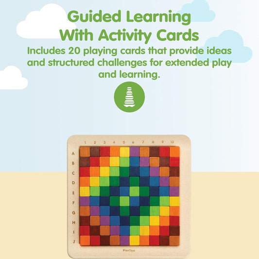 PlanToys® Wooden Colored Building Blocks | Montessori Inspired Math Learning Toy for Counting, Sorting & Sequencing | Eco Friendly Educational Toy for Numbers, Patterns & Spatial Skills
