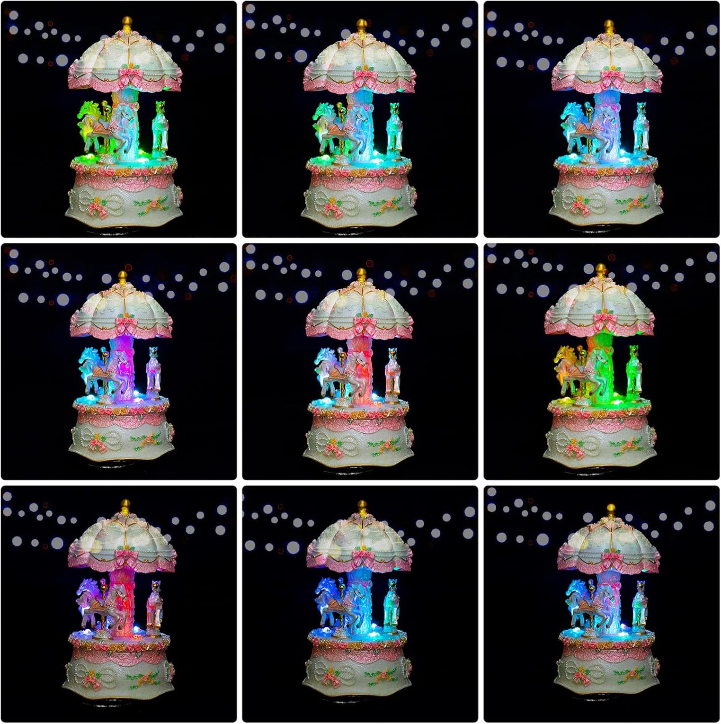 Unicorn Musical Snow Globe for Kids Girls Carousel Music Box with 7 Led Lights Swirling Glitter for Birthday Valentines