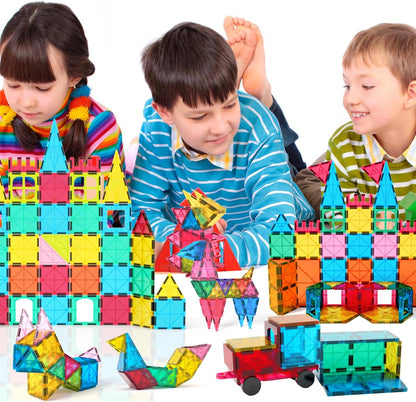 Jasonwell 100pcs Magnetic Tiles Building Blocks Set for Boys Girls Preschool Educational Magnet Construction Kit Stacking STEM Toys Christmas Birthday Gift for Kids Toddler 3 4 5 6 7 8 9 10 + Year Old
