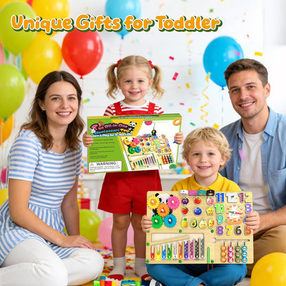 AOSITE 9-in-1 Montessori Toy Wooden Board for Toddlers Montessori Wooden Educational Toys for Baby Boys Girls Age 1 2 3 Year Old Birthday Girl Gifts for Kids