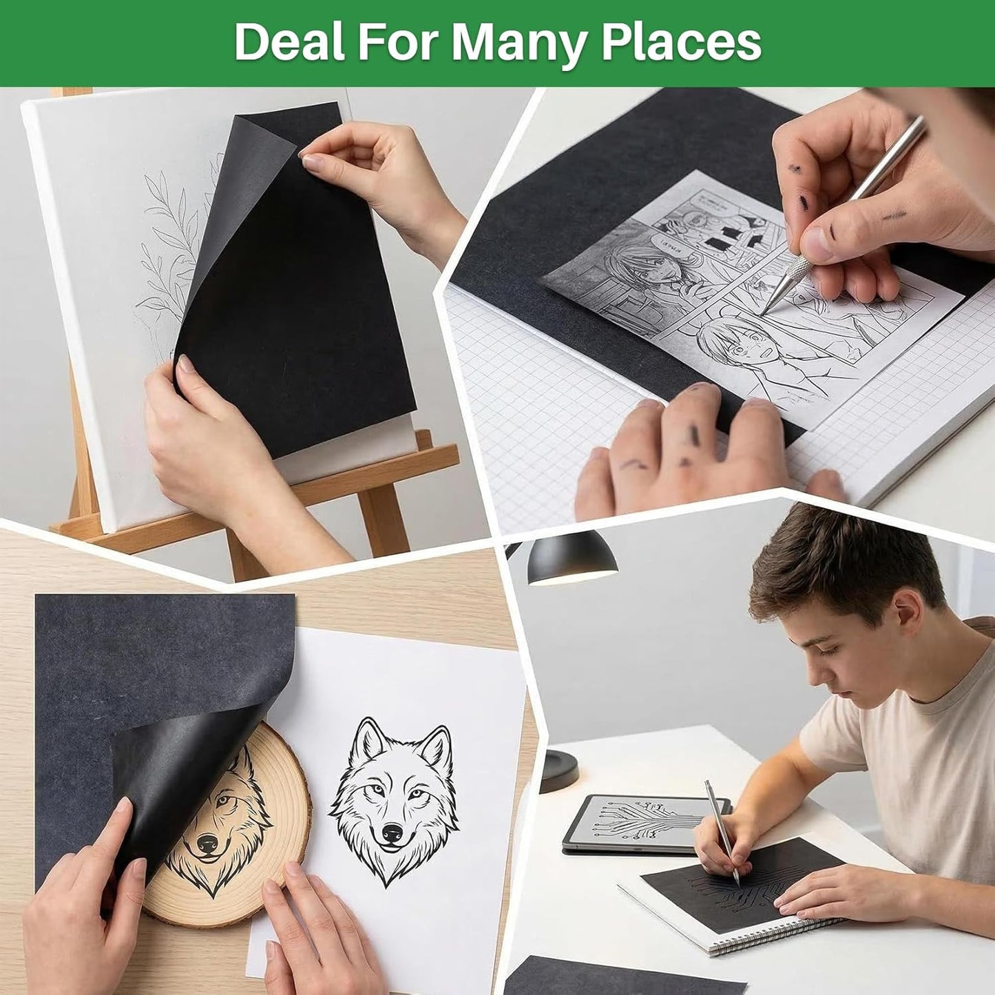 Carbon Paper for Tracing Graphite Transfer-Paper - PSLER 30 Pcs Black Graphite Paper for Tracing Drawing Patterns on Wood Projects Canvas Fabric Artist Lettering Sketch Drawing A4 8.27 X 11.81 Inch