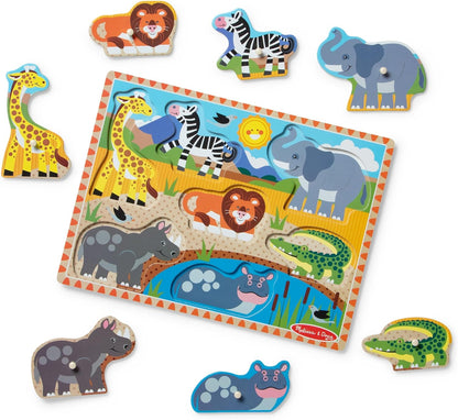 Melissa & Doug Safari Wooden Peg Puzzle (7 pcs)