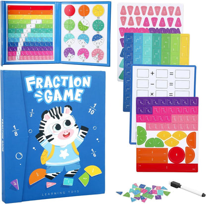 Magnetic Fraction Demonstration Book Educational Puzzle, Magnetic Fraction Tiles & Circles for Kids Math Manipulatives Fractions Tiles Montessori-inspired Score Disk Demonstrator for Elementary School