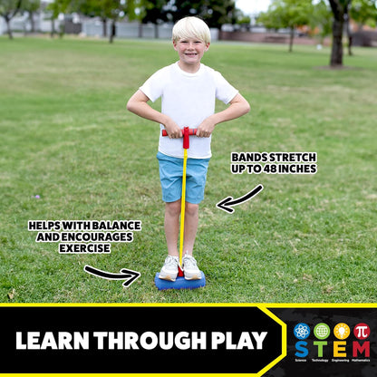 Dueling Stomp Hopper Pogo Stick - Jump, Bounce & Squeak Foam POGO Jumper for Kids - Toddler Pogo Stick with Soft Grips & Stretchy Bands - STEM Indoor & Outdoor Toys for 3-5 Year Olds
