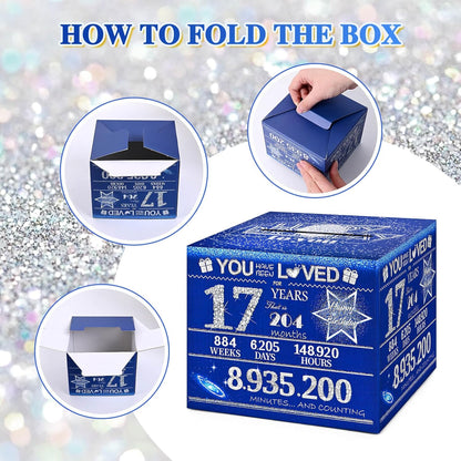 10 Happy Birthday Money Box for Cash Gift, 10th Birthday Decorations for Boys and Girls, Gifts for 10 Year Old Boy, Boy Gift Ideas, Cool Things for Teen -Blue with 100PCS Bags