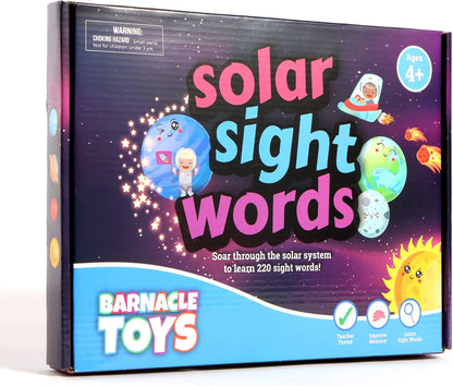 Solar Sight Words Flash Cards Kindergarten - 220 Reading Flash Cards for Kids Ages 4-8, Kindergarten Homeschool Supplies, Learn to Read Games for Kids Ages 5-7, 220 Dolch Sight Words