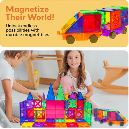 PicassoTiles Magnetic Building Block Set Geometry Shape Magnet Tiles Construction Toy STEM Learning Kit Educational Playset Playboard Pretend Play Stacking Blocks Child Brain Development PT16