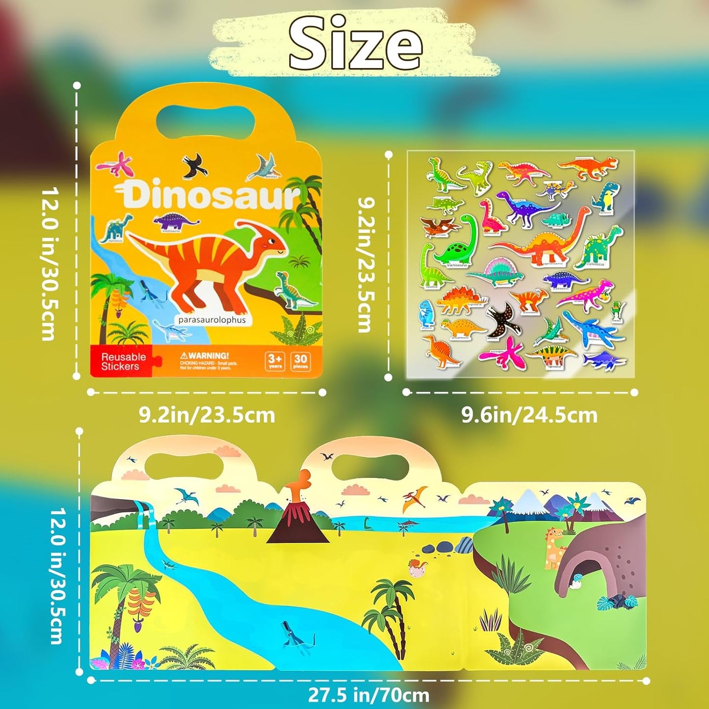 Reusable Sticker Books for Toddlers 1-3, Puffy Stickers Book for Kids Ages 2-4, Toddler Travel Activities Book Toy for Birthday Christmas - Christianity Jesus, Noah's Ark, Fairy Tales(3 Set)