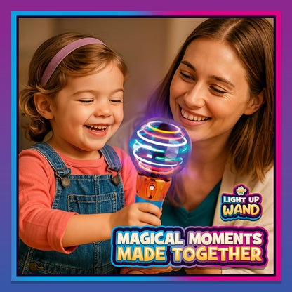 IPIDIPI TOYS Spinning Light Up Magic Wand for Kids, 2 Pack, LED Sensory Globe Wand - Easter Basket Stuffers Light Up Toys, Small Gift, Goodie Bag - Birthday Party Favors for Boys and Girls