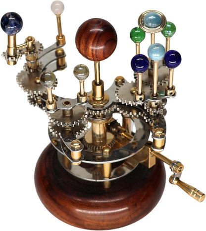 Luxury Vintage Brass Orrery – Exquisite Brass Planetary Gear Mechanism | Astronomical Desk Ornament | Solar System Model (8" Mercury, Venus, Earth, Mars, Uranus & Moons)