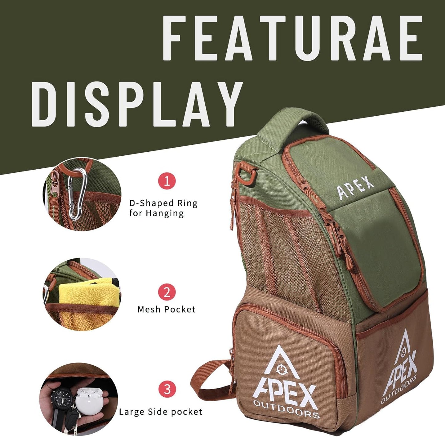 Disc Golf Bag, Large Disc Golf Backpack Holds Over 21 Discs, Durable & Lightweight with Multiple Storage Pockets