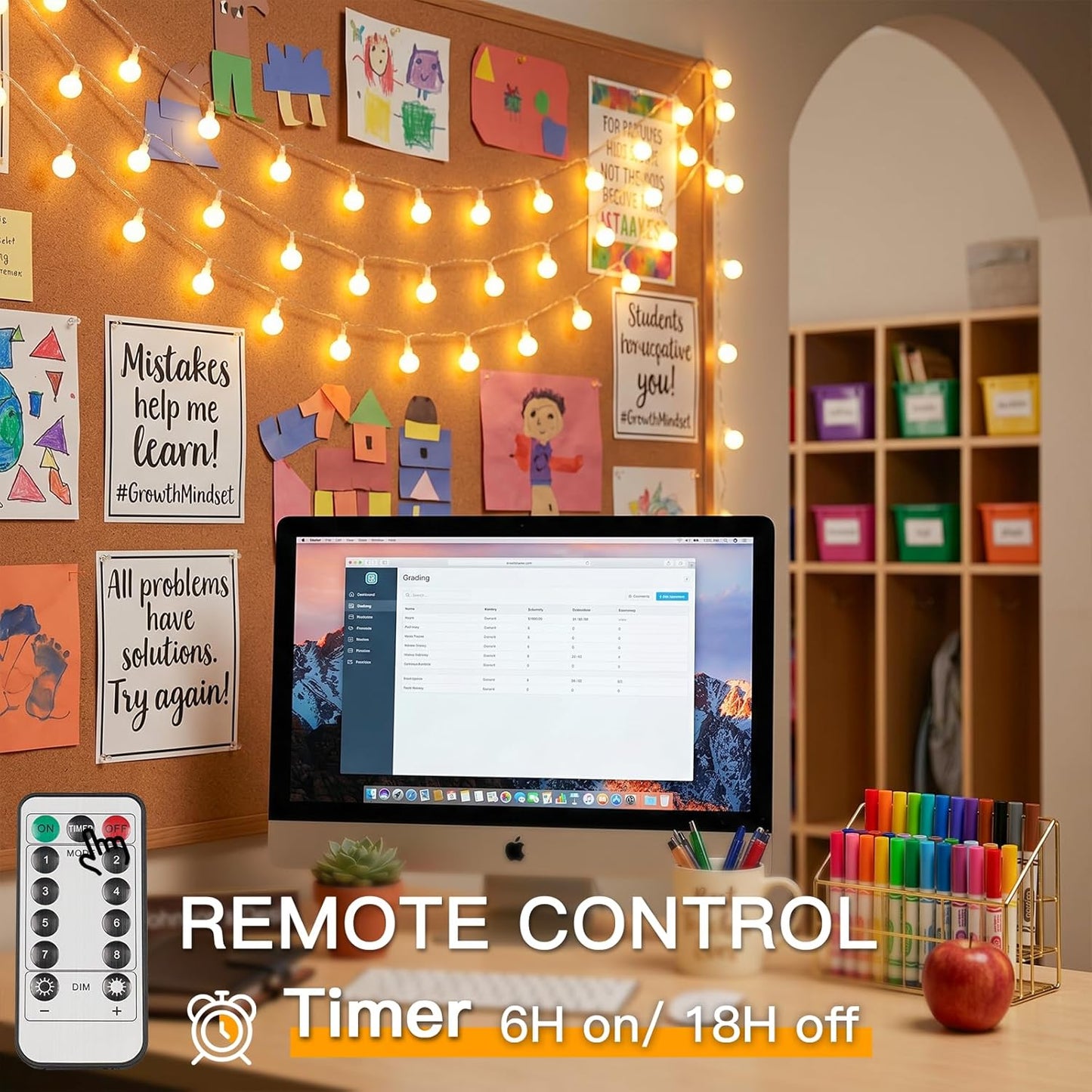 suddus String Lights for Bedroom, 66ft 200 Led Connectable Globe String Lights Indoor, Hanging Fairy Lights Plug in with Remote for Kids Room Dorm Classroom Outdoor Christmas Tree Decor, Warm White