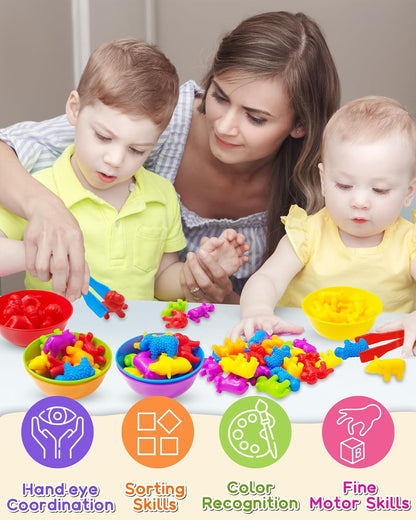 Yetonamr 48 Pcs Counting Dinosaurs Montessori Toys for 3 4 5 Years Old Boys Girls, Toddler Preschool Learning Activities Toy for Kids Ages 3-5, 4-8, Birthday Gifts Sensory Toys