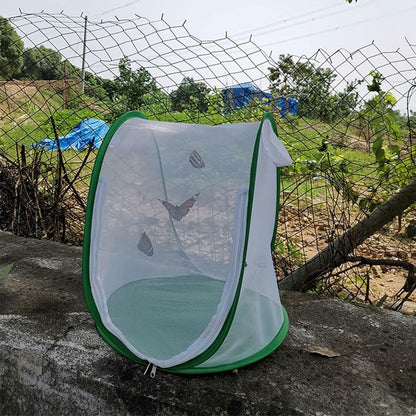 Outdoor Large Butterfly Net Habitat, Collapsible Caterpillar Growing Mesh Cage Terrarium for Observation Feeding