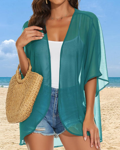 Womens Kimono Cardigans Beach Cover ups Swimwear Puff Sleeve Loose Casual Summer Tops 2026