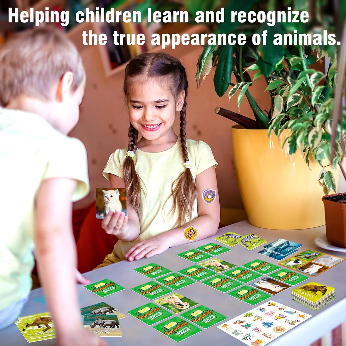 YTSQLER Animal Matching Game for Kids 100PCS Memory Card Game for Toddlers Preschool Learning Activities Memory Matching Cards Boys Girls Family Board Game