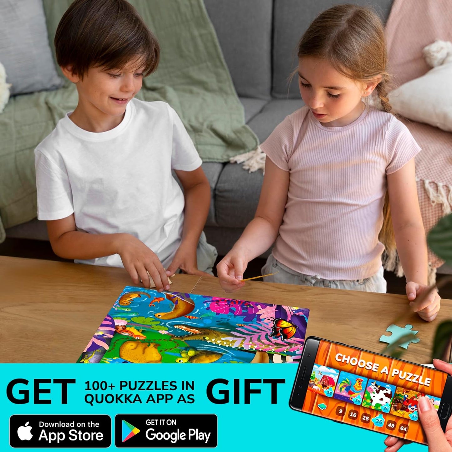 QUOKKA Puzzles for Kids Ages 4-6 – 4 x 48 Pieces Jigsaw Puzzles for Toddlers 2-4 – Children's Game Ages 3-5 for Learning Farm Animals – Educational Preschool Toy for Boys and Girls 4-8 Years Old