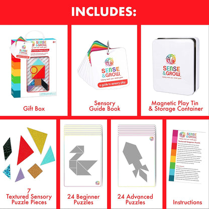 Sense & Grow Kids Unique Textured Tangram Puzzle, Age 6+
