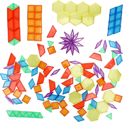 140 Pcs Translucent Pattern Blocks for Light Table, 6 Colors & Shapes Educational Light Table Manipulatives and Accessories